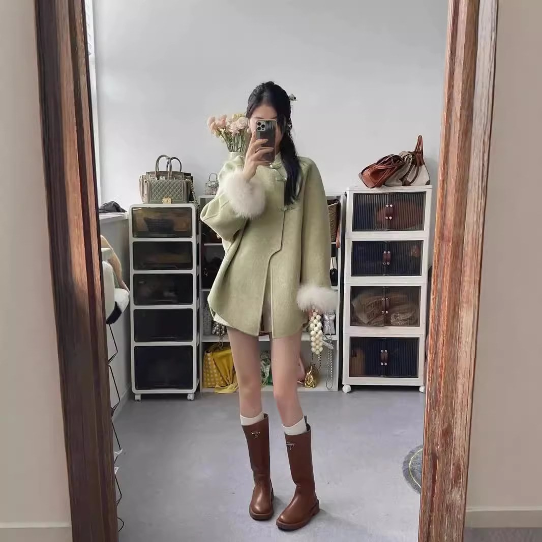 Zhongshan Buckle Stand Collar Woolen Coat Temperament view 5