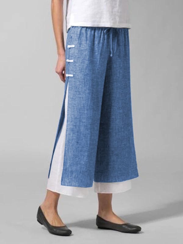 Women's Double-layer Buckle Elastic Waist Pants view 5