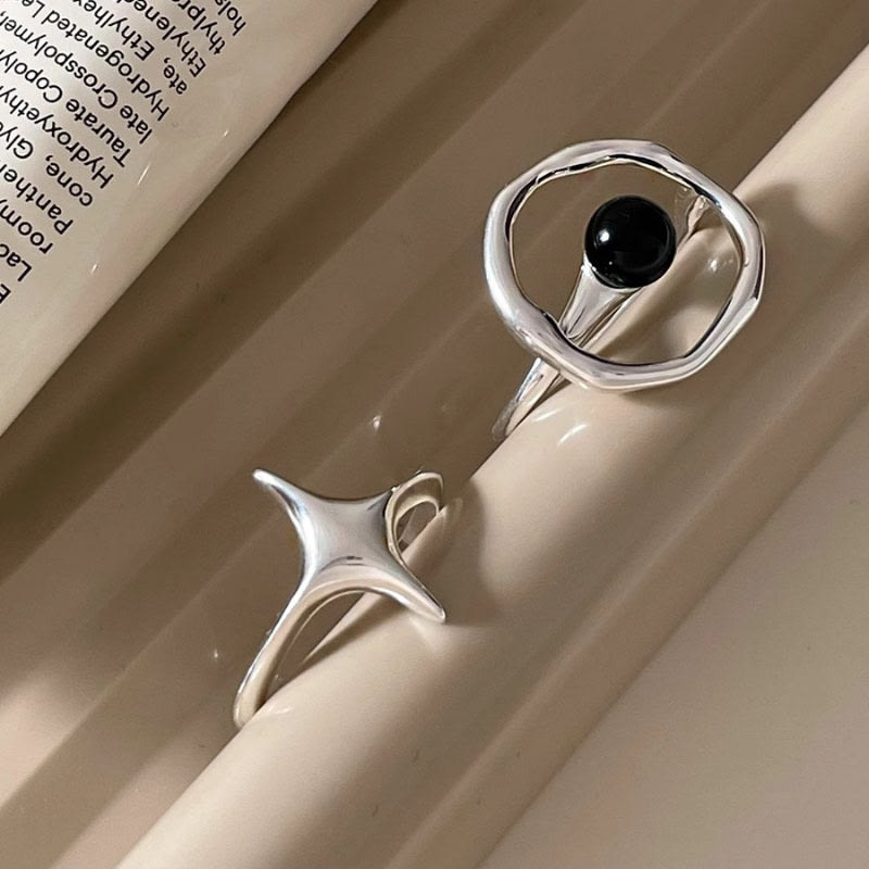 Female All-match Cold Niche Star Black Agate Ring view 12