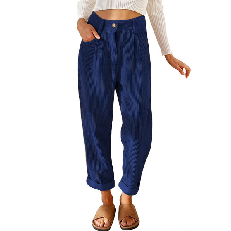 Baggy Corduroy Straight Pants Oversized Spodnie Elegant Trousers New Broek Women Causal Spring Fall High Wasit Pantalones view 6