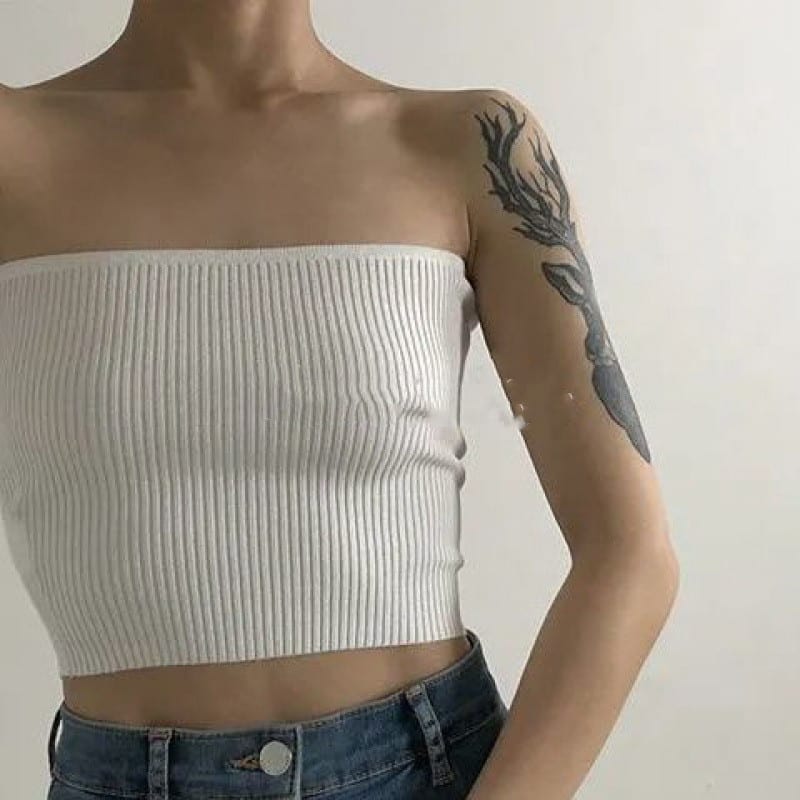 Summer Women's White Sleeveless Vest Top view 2