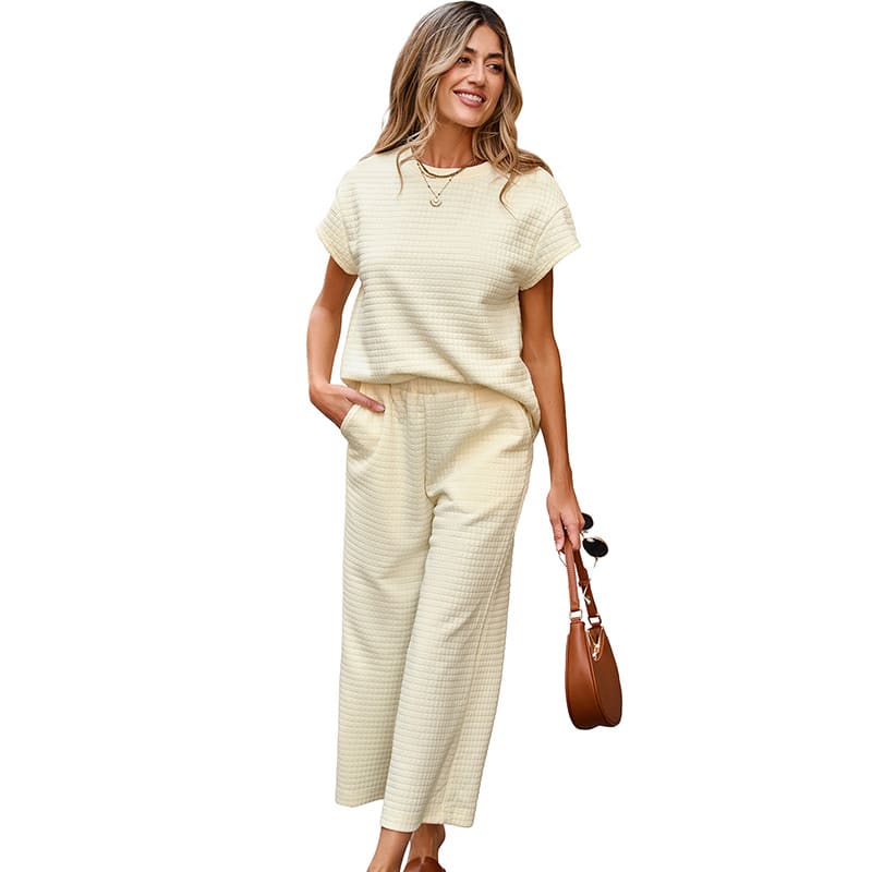 Solid Color Texture Fashion Women's European And American Leisure Two-piece Set view 12