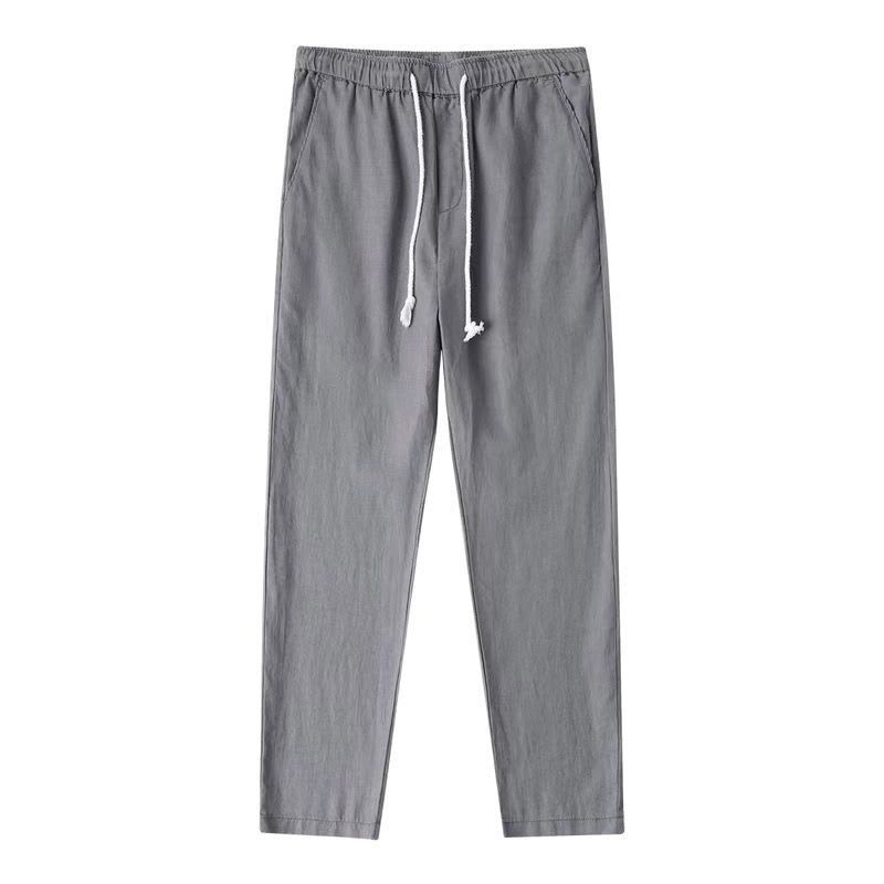 Men's Loose Straight Casual Ramie Trousers view 1