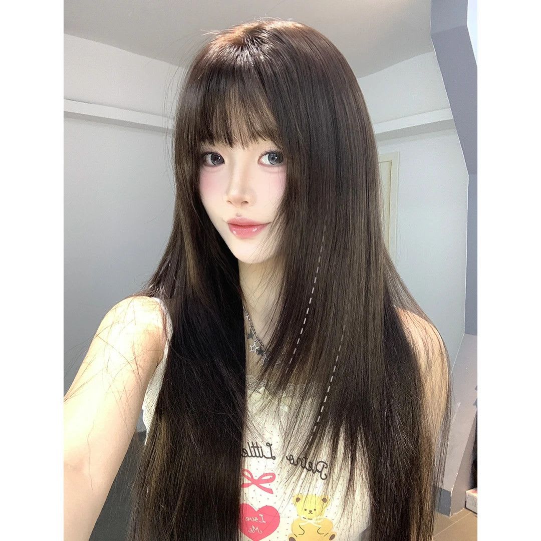 Full Repair Inner Angle High Level Long Straight Hair Full-head Wig