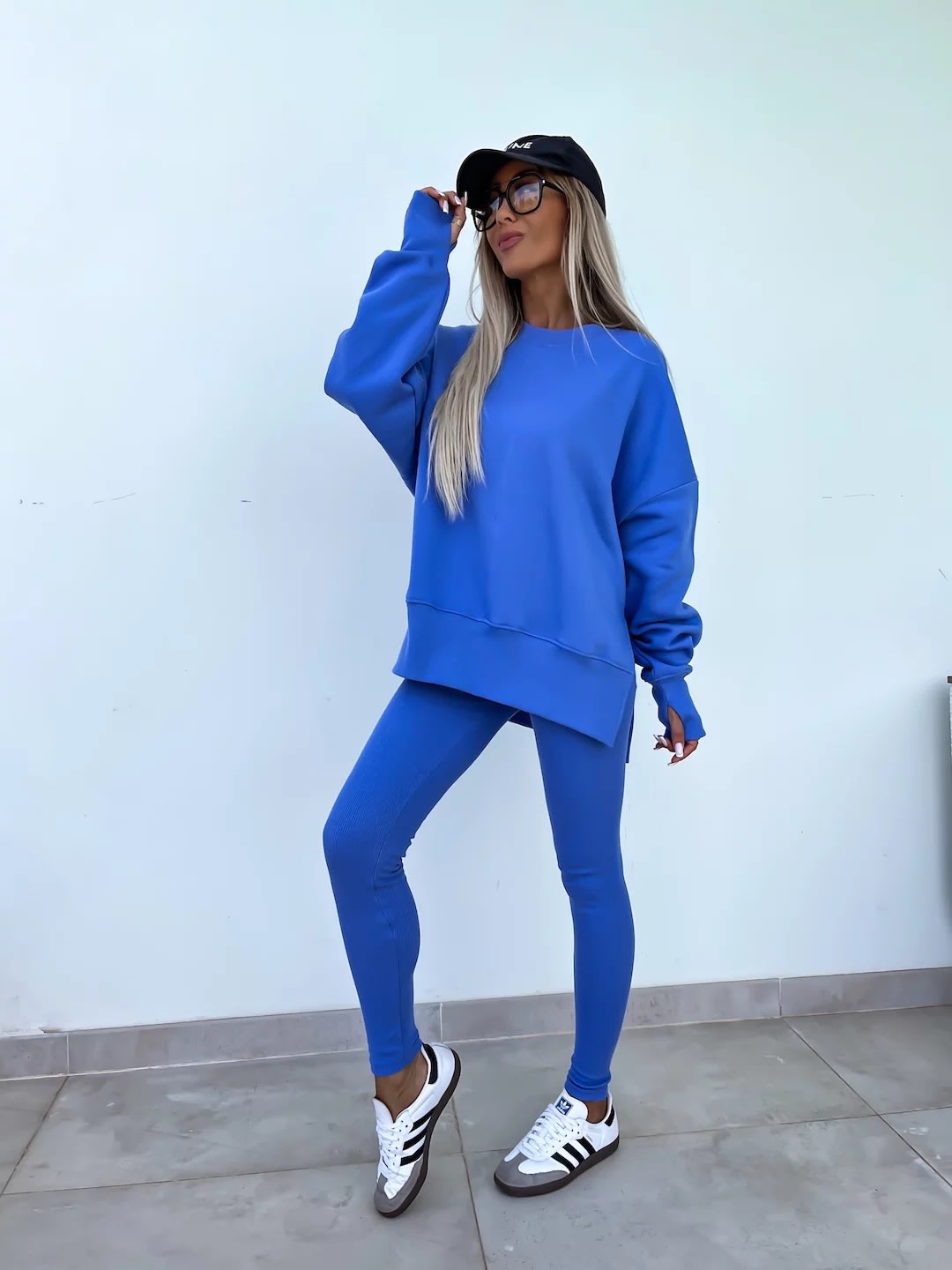 Sweater Suit Women's Casual Loose Long Sleeve Crew Neck Split Top Tight Trousers view 38