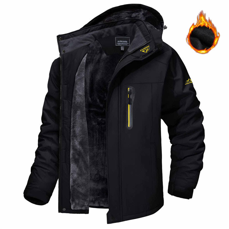Winter Hooded Jacket Fashion Casual Warm Fleece Coat Windproof Rainproof Parka Windbreaker Men's Top view 16