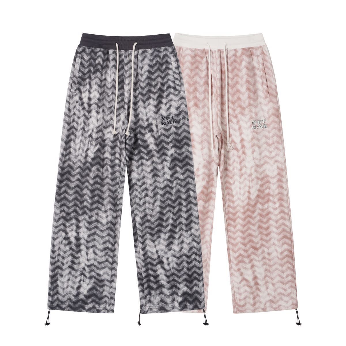 Diamond-shaped Corrugated Plaid Loose Casual Outdoor Contrast Color Drawstring Wide-leg Pants view 4