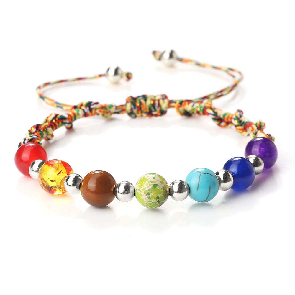 Colorful Stone Beads Bracelet Yoga Woven Hand Strap view 12