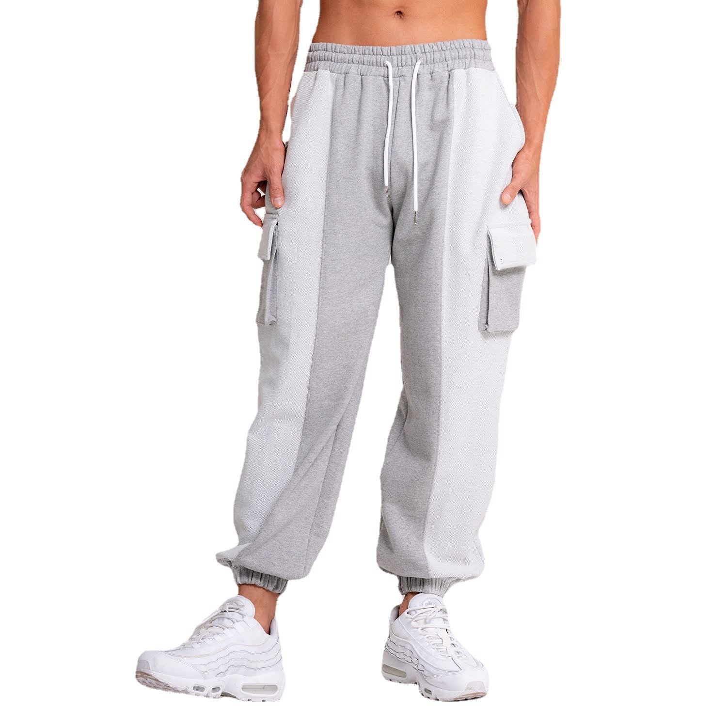 Loose Men's Exercise Casual Pants Multi-pocket Elastic Drawstring view 3