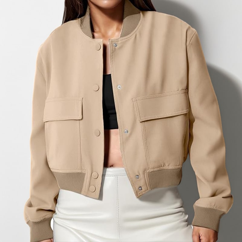 Stand Collar Large Pocket Women's Jacket Coat view 4