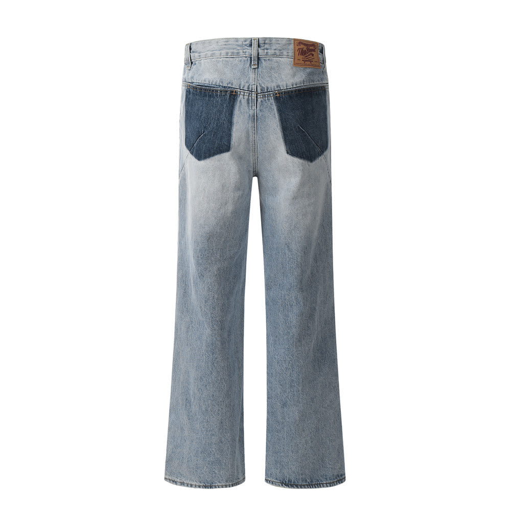 Fashion Knee Hole Denim Trousers Men view 11