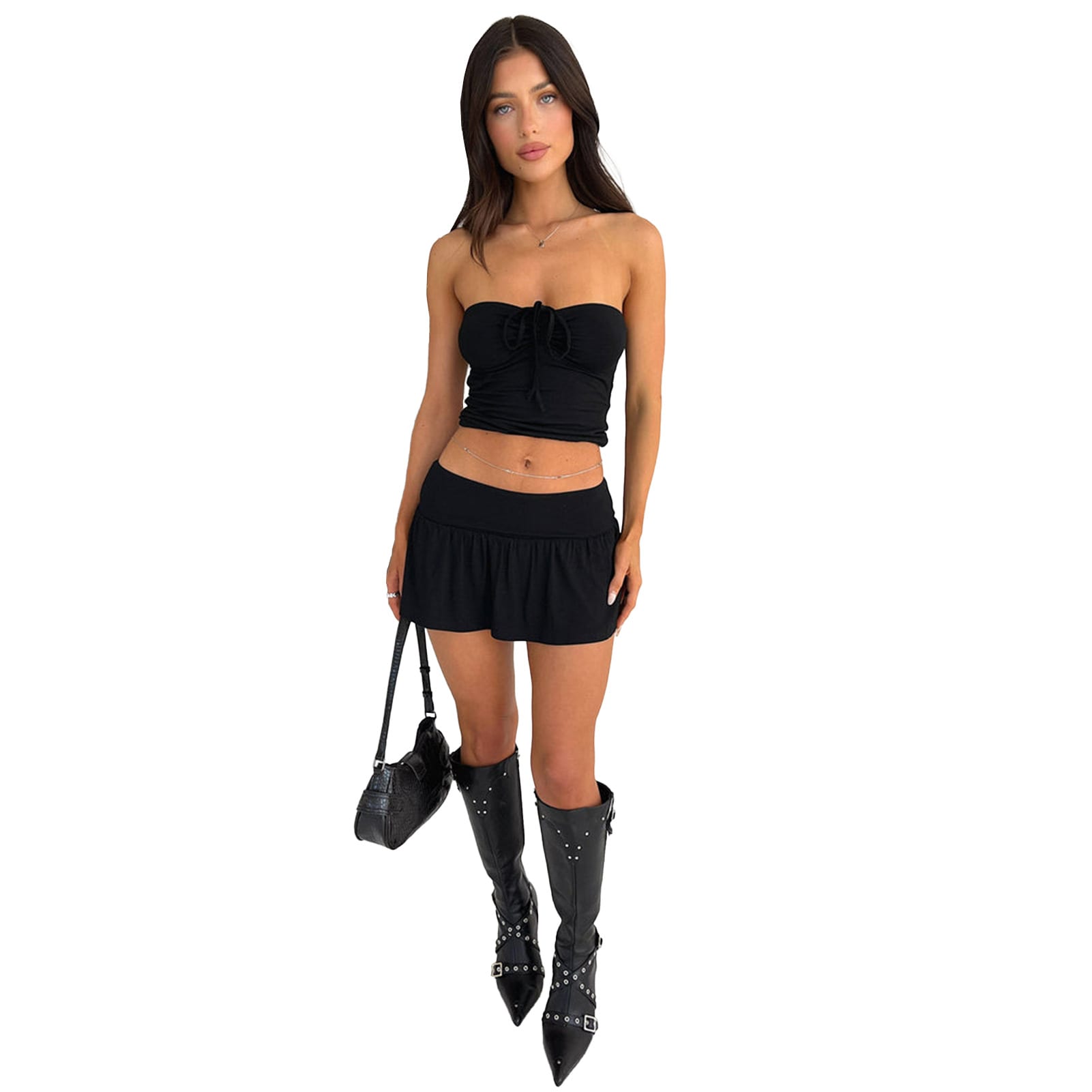 Women's Fashion Tube Top Pleating Double-layer Pantskirt Two-piece Set view 11