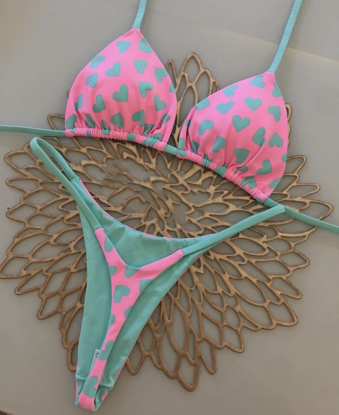 Women's Printed Lace Up Split Swimsuit Bikini view 5