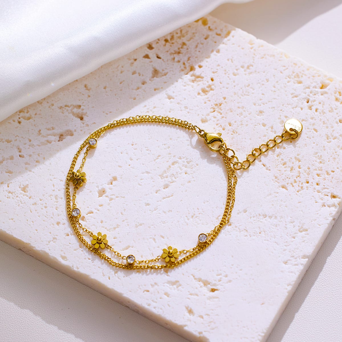 Stainless Steel Bracelet 18K Gold Diamond view 3