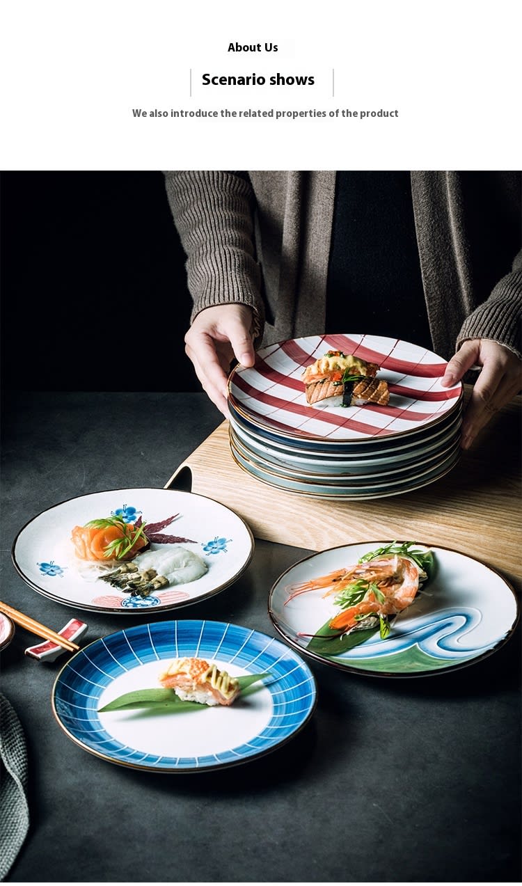 Creative Ceramic Round Shallow Household Western Cuisine Steak Plate view 18
