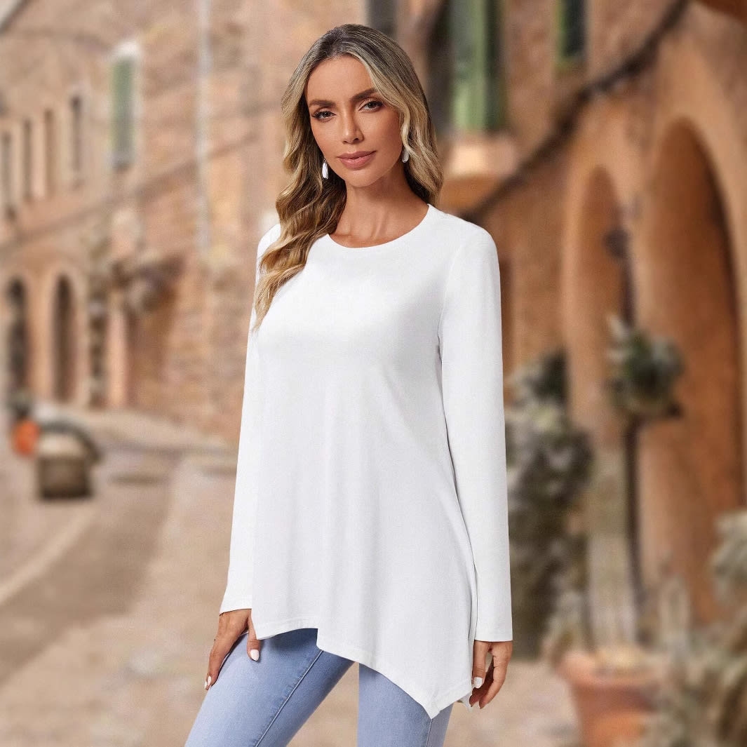 Long Sleeve Irregular Fashion Round Neck Top view 4