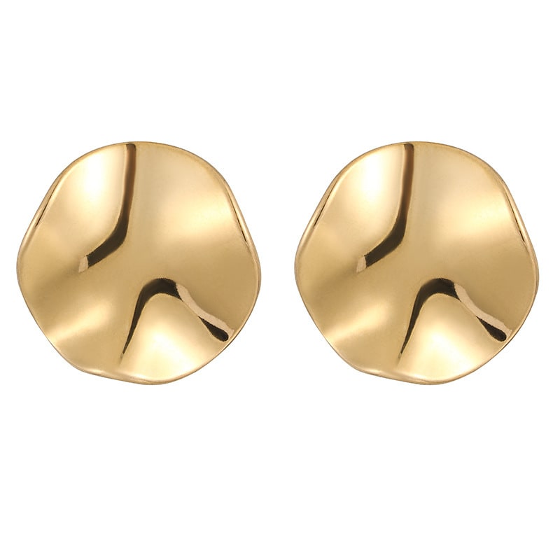 Large Round Glossy Stud Earrings Stainless Steel view 2