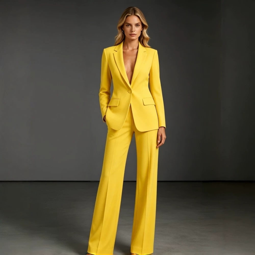 Women's Casual Suit Set - Slim Fit Blazer and Dress Pants Two Piece Office Outfit view 4