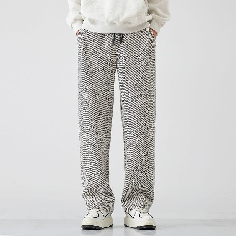 Chenille Slanted Stripe Casual Pants Men's Loose Wide-leg Pants Silver Silk Sweatpants view 7