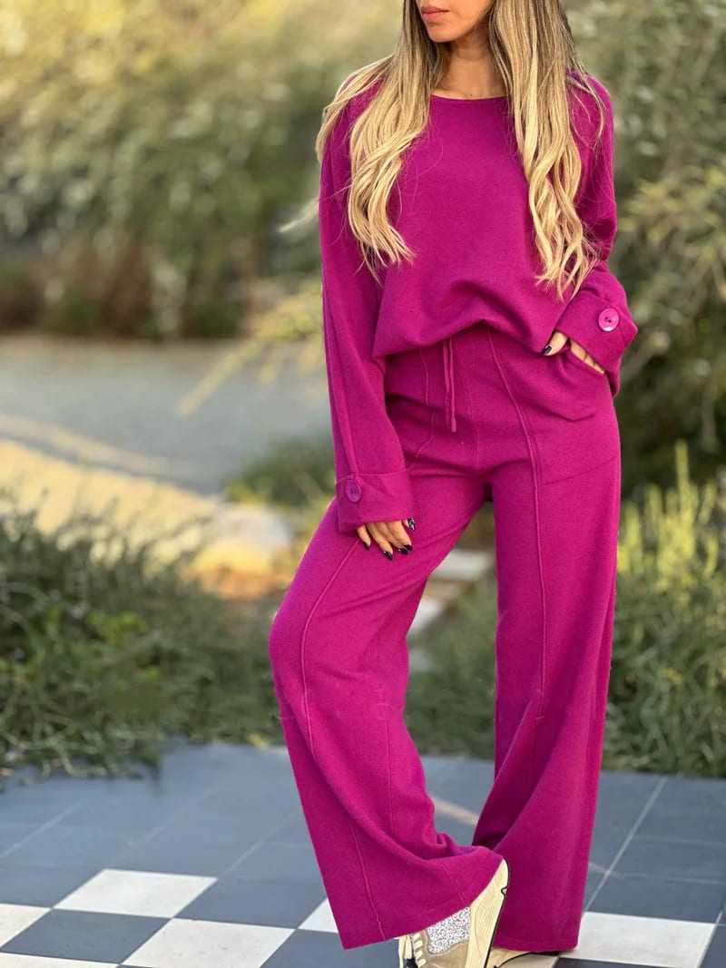 New Fashion Casual Suit Solid Color Long Sleeve Wide Leg view 6