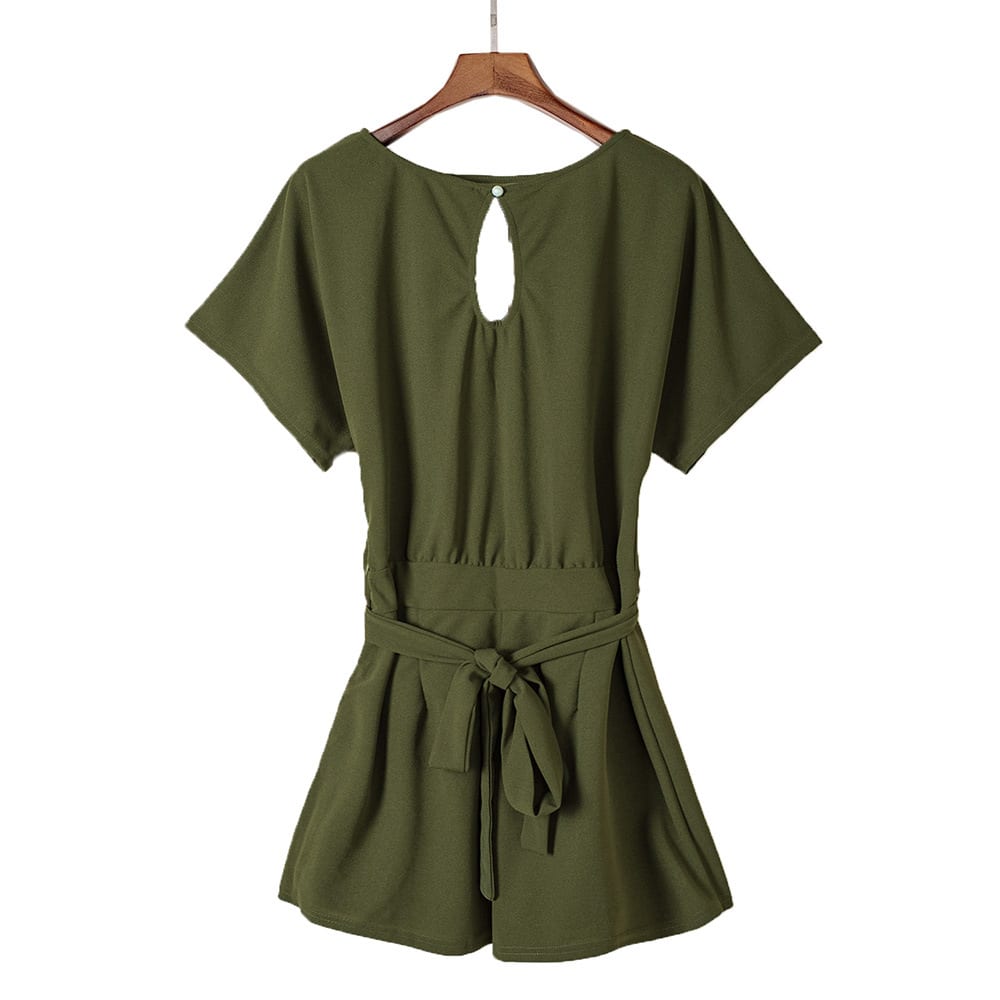 Women's Round Neck Short-sleeved Lace-up Jumpsuit view 5