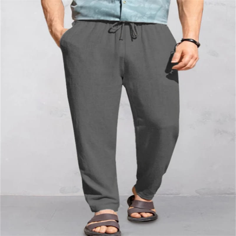 Men's Linen Breathable Outdoor Pants Loose Drawstring Pants Comfortable Casual Pants view 8