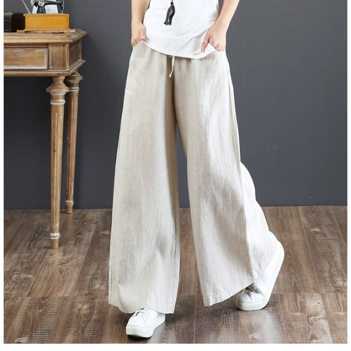 Linen Fabric Women's Wide-leg Pants Casual Yoga view 1