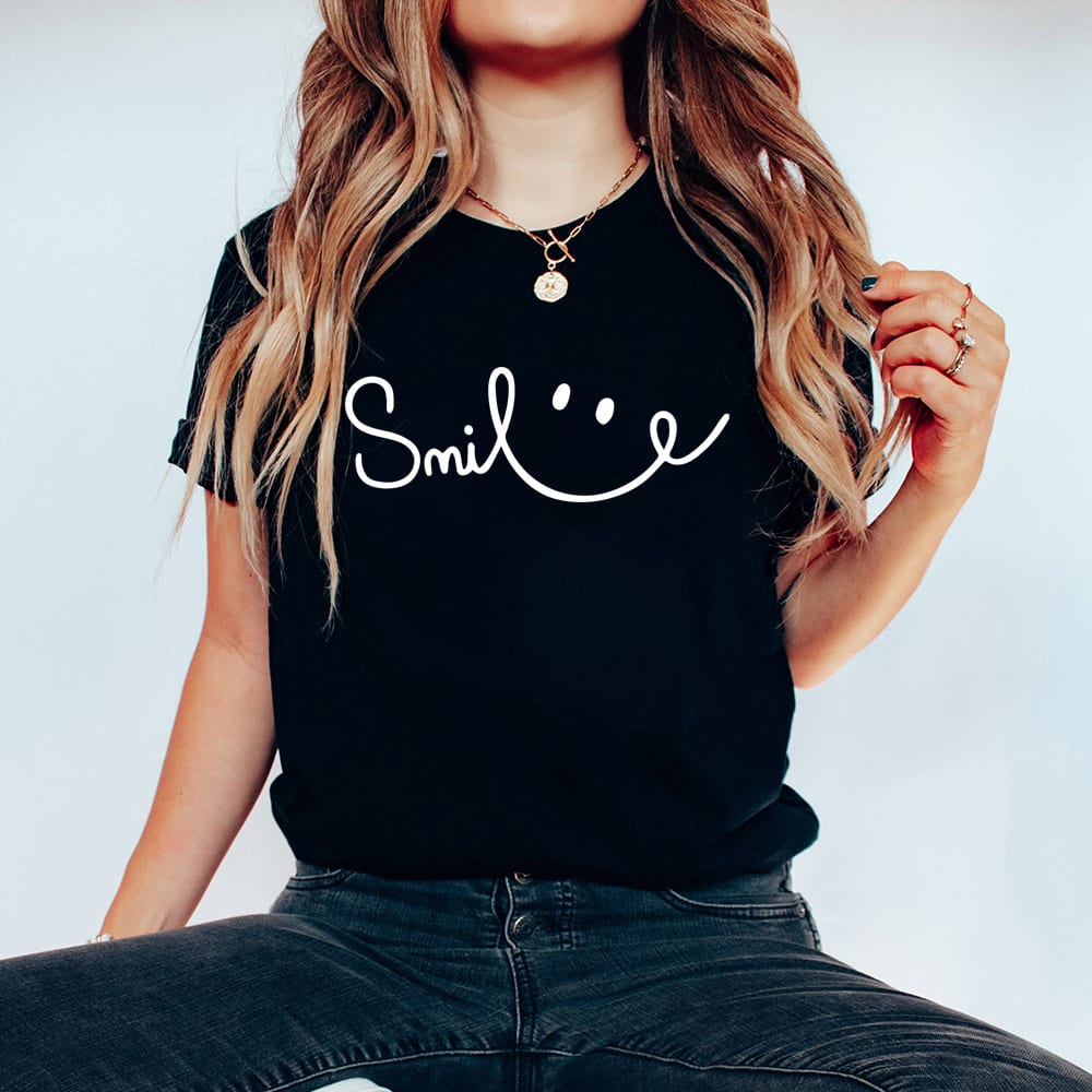 Women's Smiling Printed Cotton Short Sleeve view 5