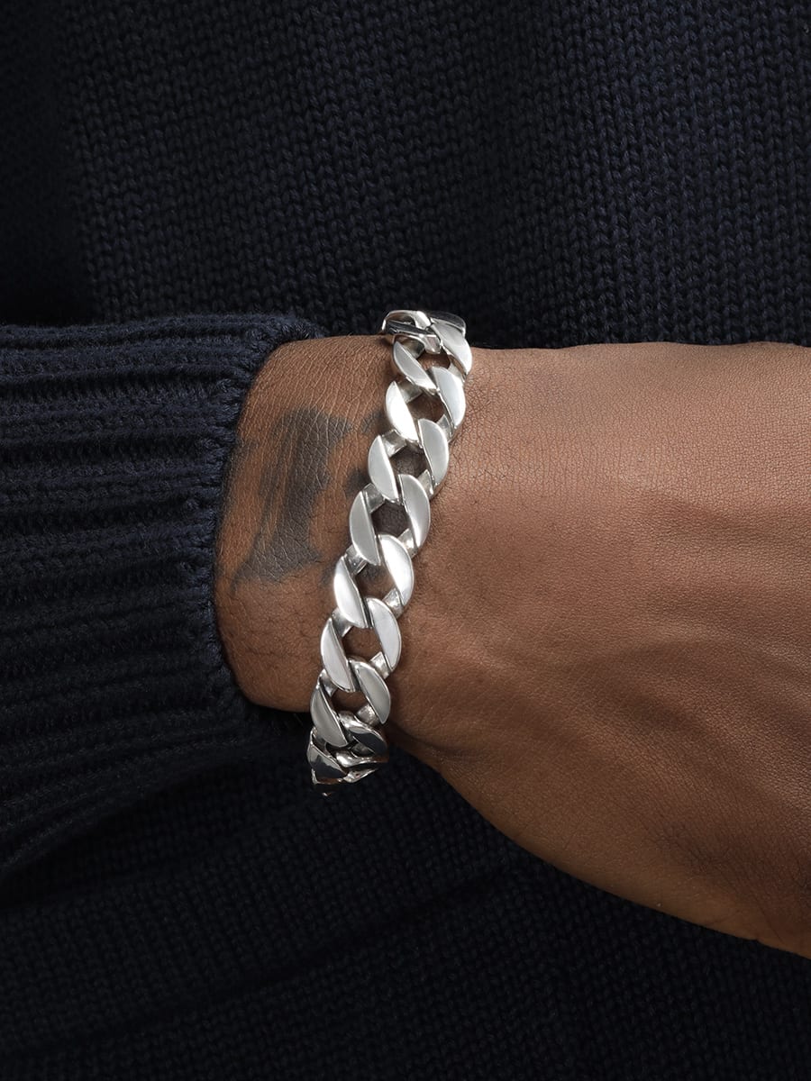 S925 Sterling Silver 13mm Thick Cuban Bracelet view 6