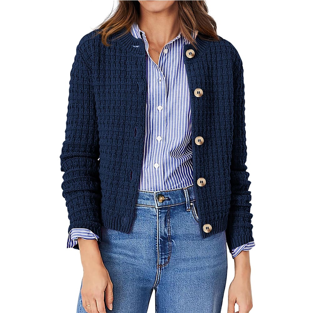 Women's Solid Color Commute Knitted Cardigan Casual Sweater Coat view 6