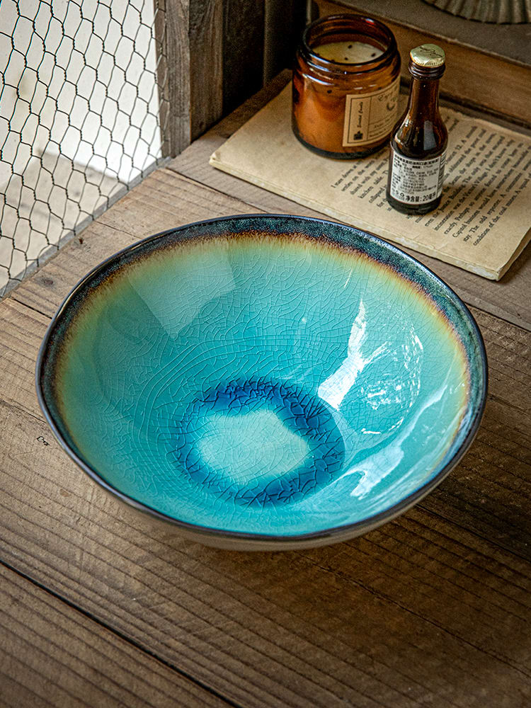 Retro Ice Crack 7-inch Ceramic Noddle Bowl view 8