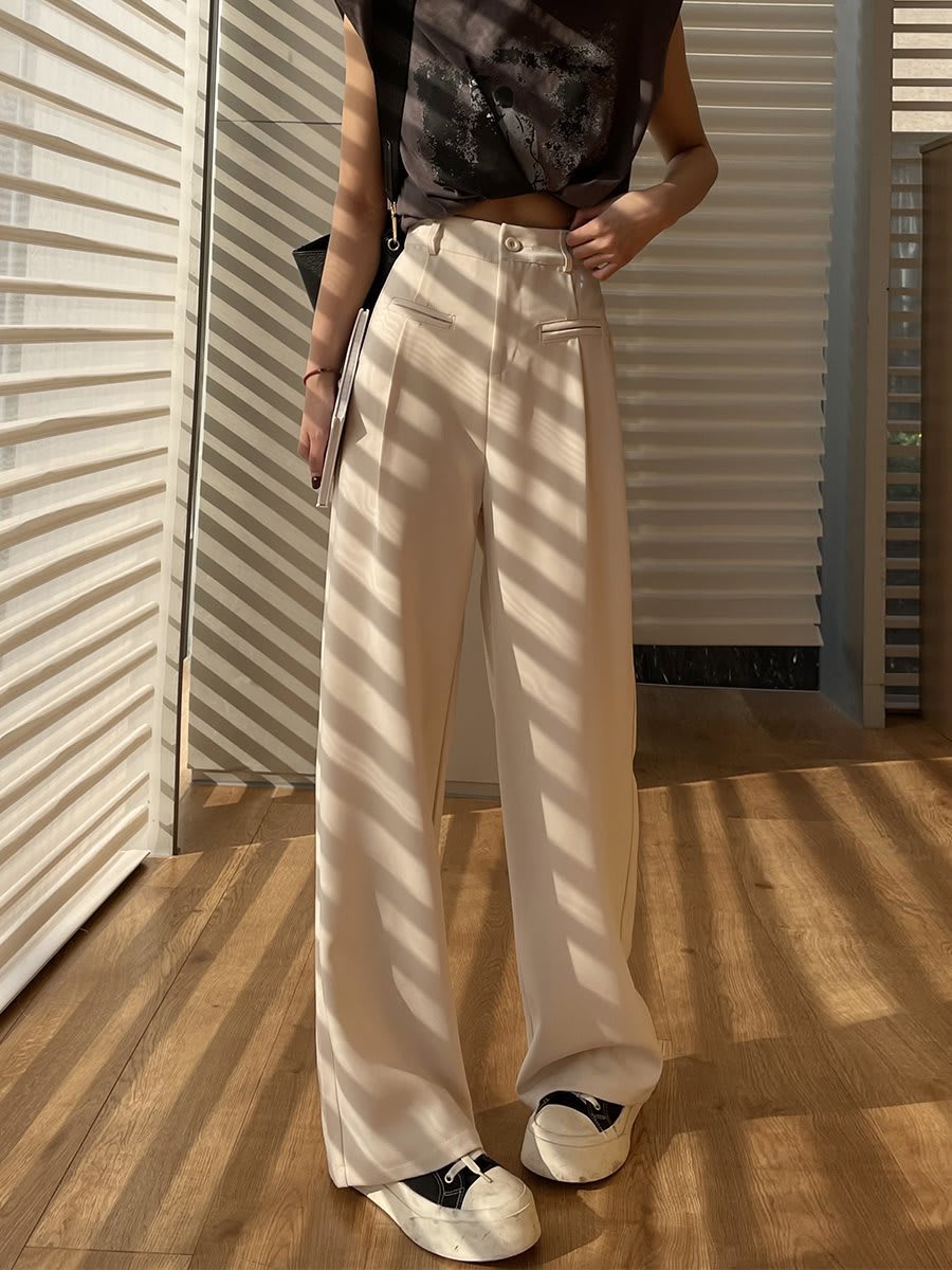 Casual High Waist Drooping Suit Mopping Purple Pants view 2
