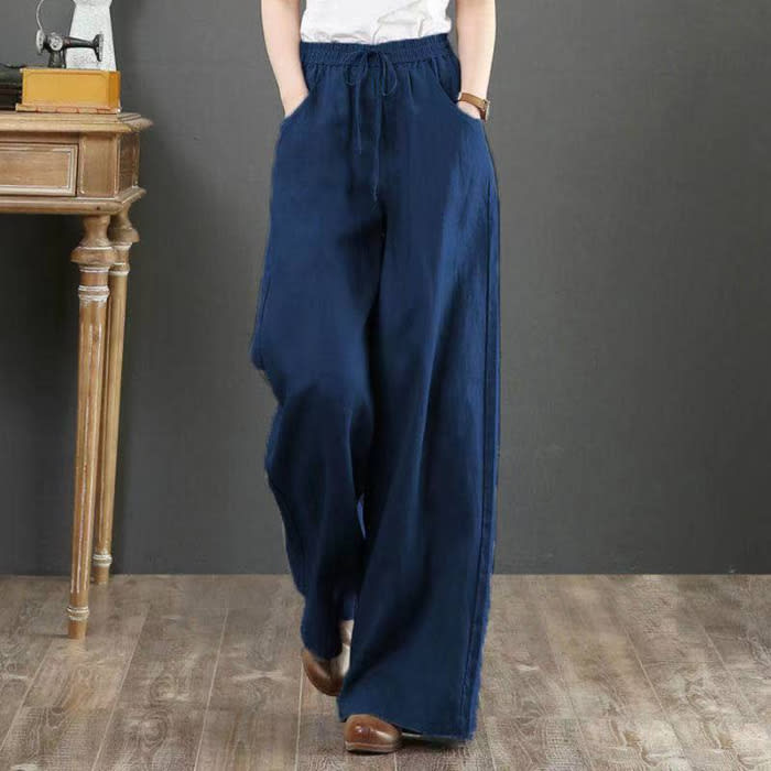 Linen Fabric Women's Wide-leg Pants Casual Yoga view 5