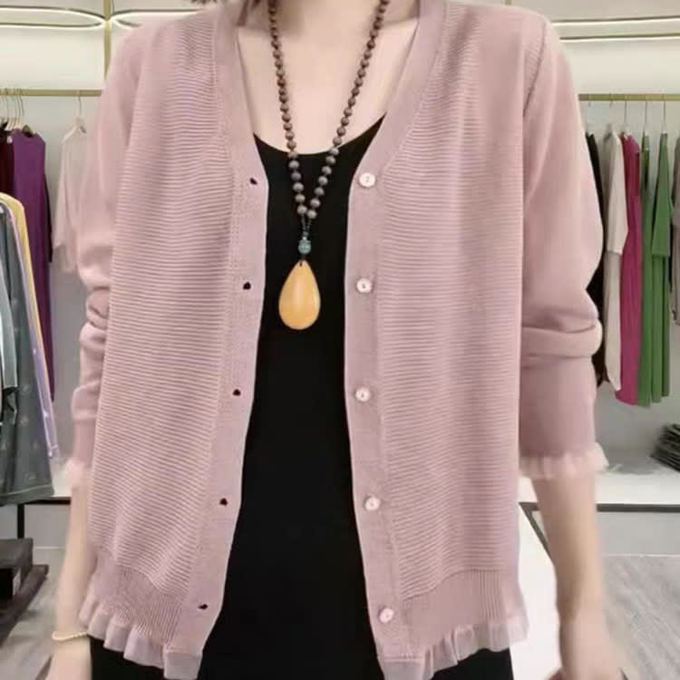 Solid Color Thin Ice Silk Air Conditioning Shirt Loose Casual