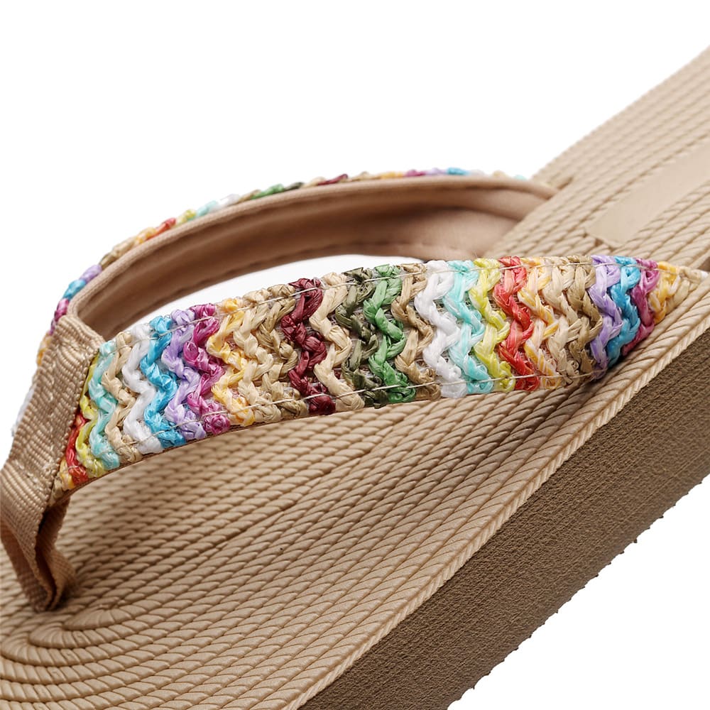 Women's PP Grass Imitation Woven Flip Flops Fashion Outerwear Wedge Beach Flip-flops Sandals view 6