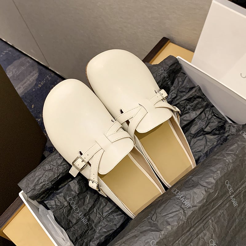 Women's Comfortable Idle Style Loose Large Round Toe Cowhide Flat Full Leather Outdoor Sandals view 6