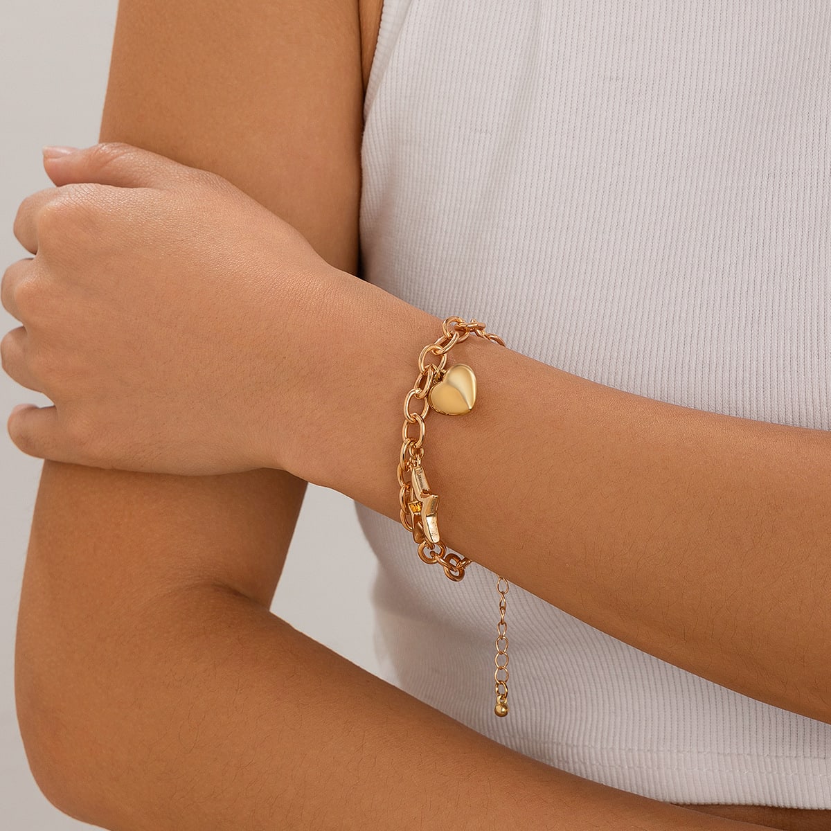 Hollow Pentagram Simple Bracelet Peach Heart Alloy view 5