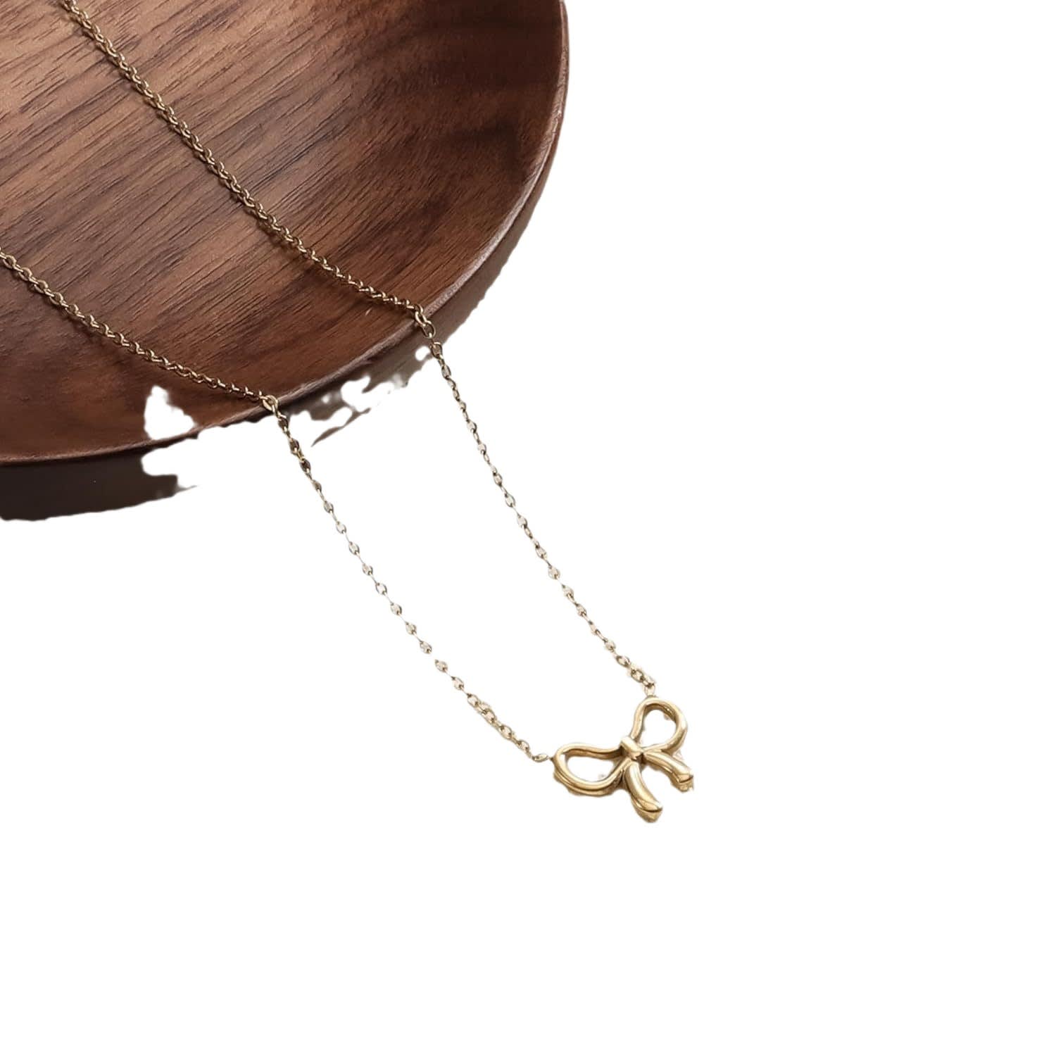 Simple Pearl Double Layer Choker Fashion Gold Color Necklaces Chain Small Bow Pendant Necklace Jewelry Gifts For Women Fashion Jewelry Valentine's Day Gifts view 7