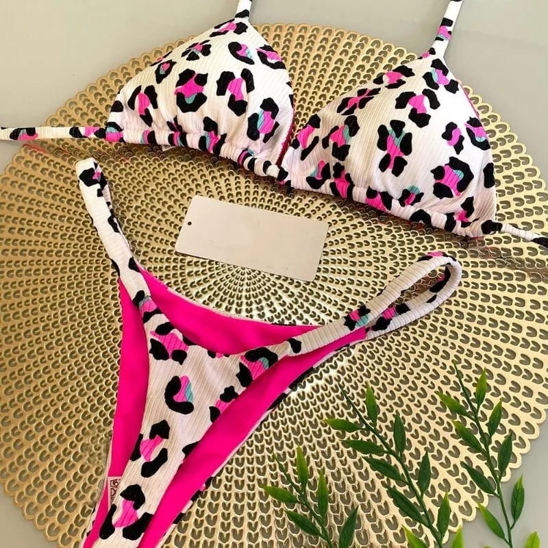 Women's Printed Lace Up Split Swimsuit Bikini view 6