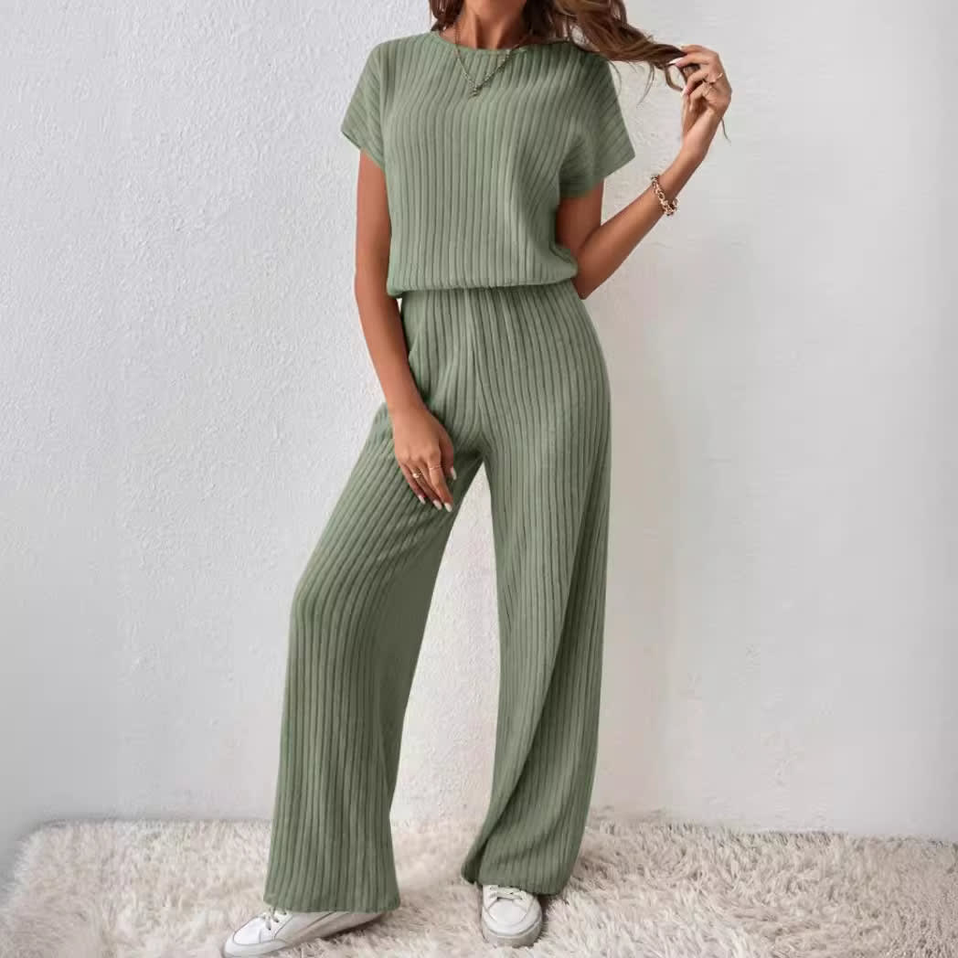 Women's Knitted Loose Wide-leg Pants Two-piece Suit view 7