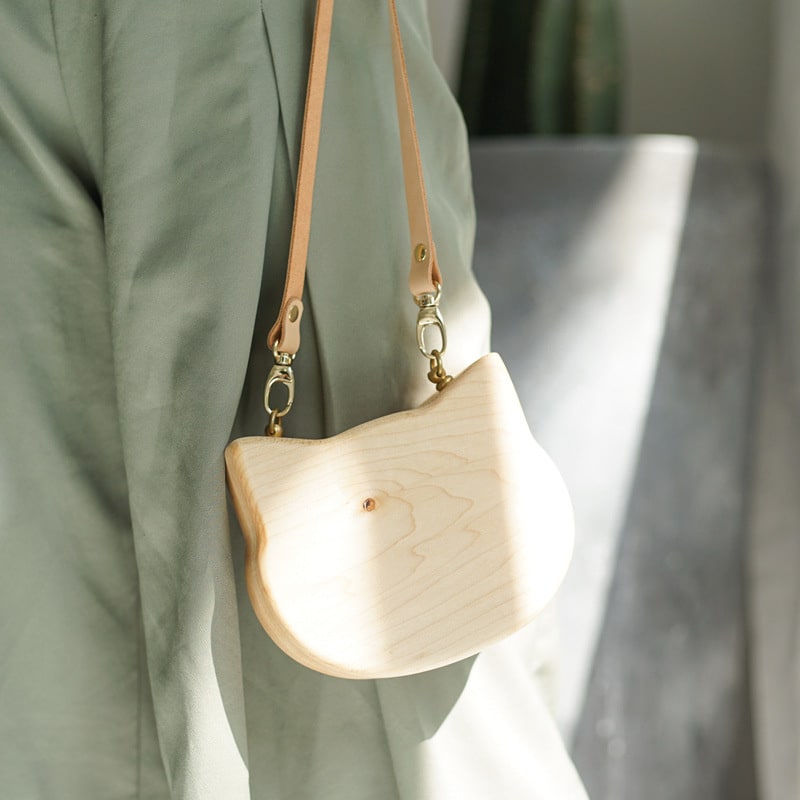 Log Creative Trendy Personalized Solid Wood Shoulder Crossbody Bag view 8