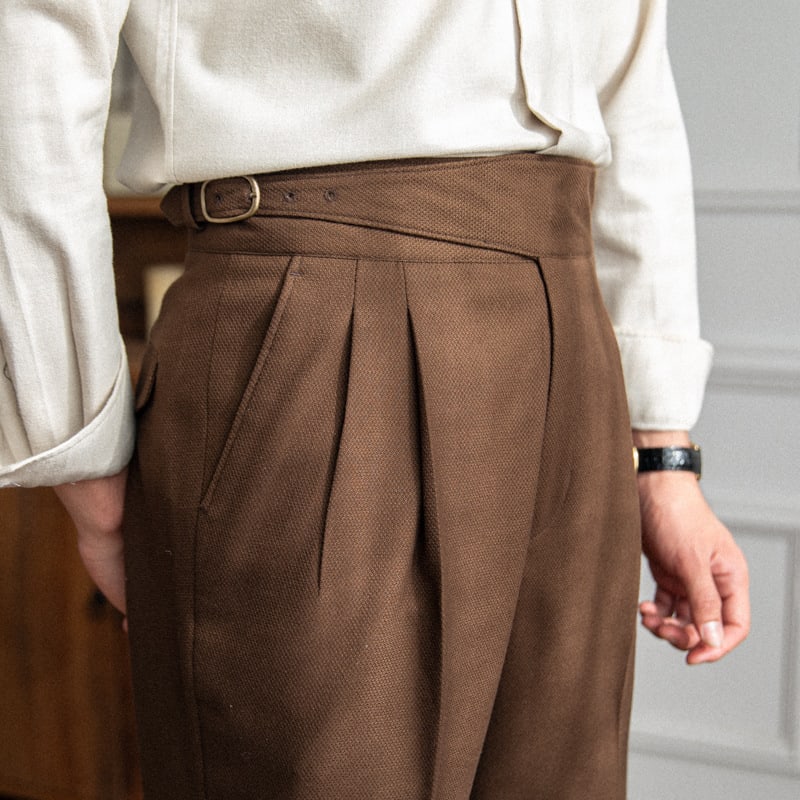 High Waist Straight Length British Men Casual Suit Pants view 2