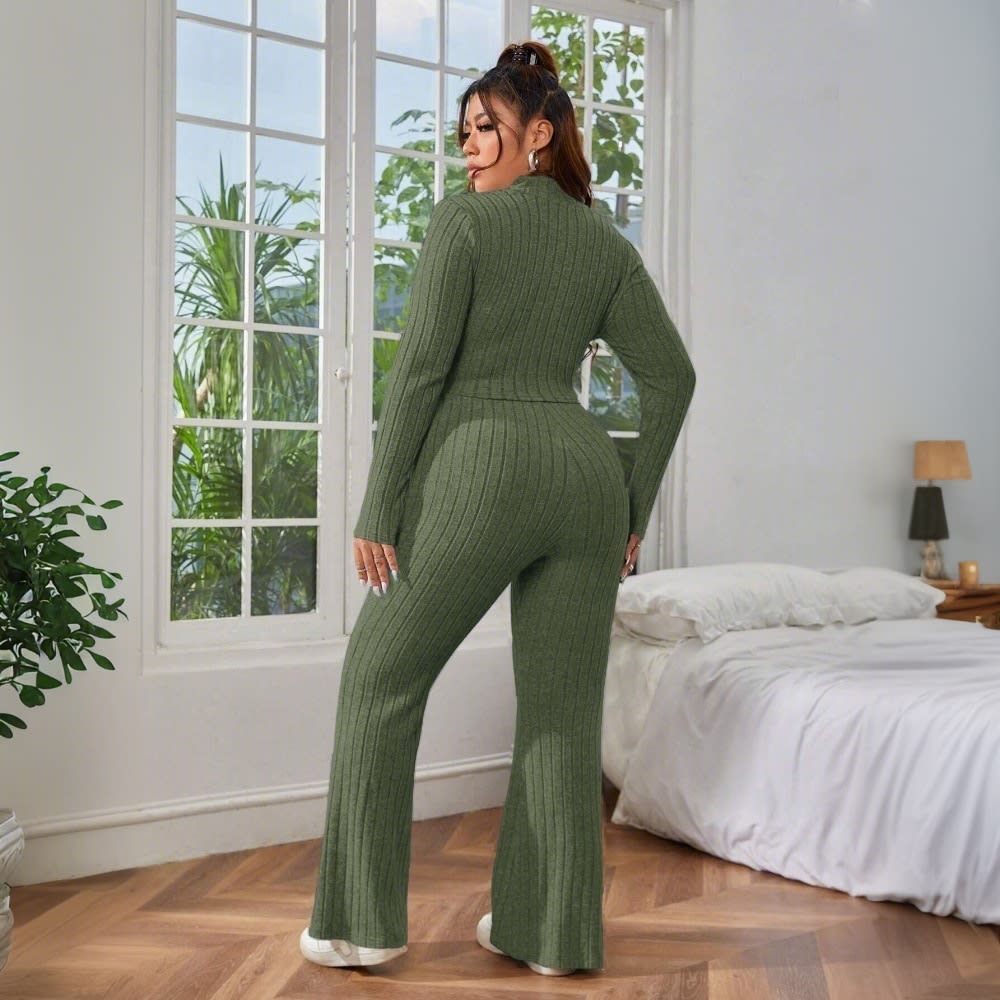 Autumn And Winter Solid Color Comfortable Slim Fit Two-piece Suit view 3