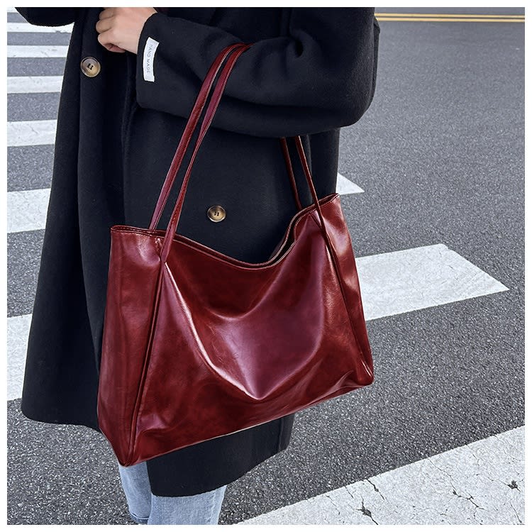Vintage Women's Tote Bag Athletic Casual Fashion Large Capacity Leather Shoulder Bag Shopper Harajuku Simple Handbag view 39