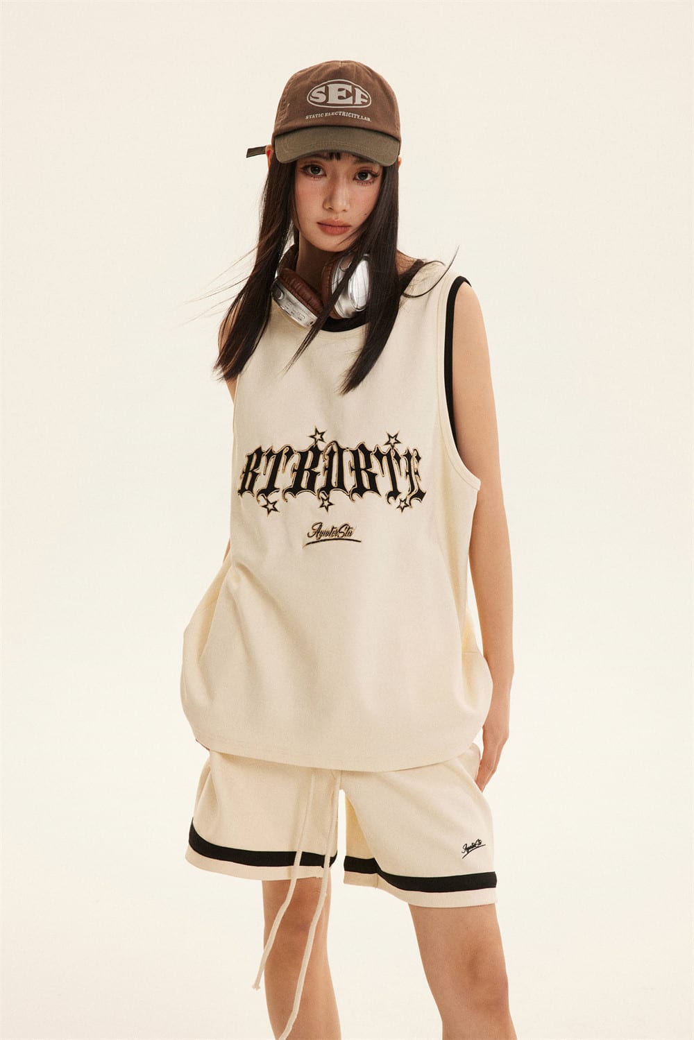 Fake Sports Vest Casual Letter Embroidered Loose Top view 16
