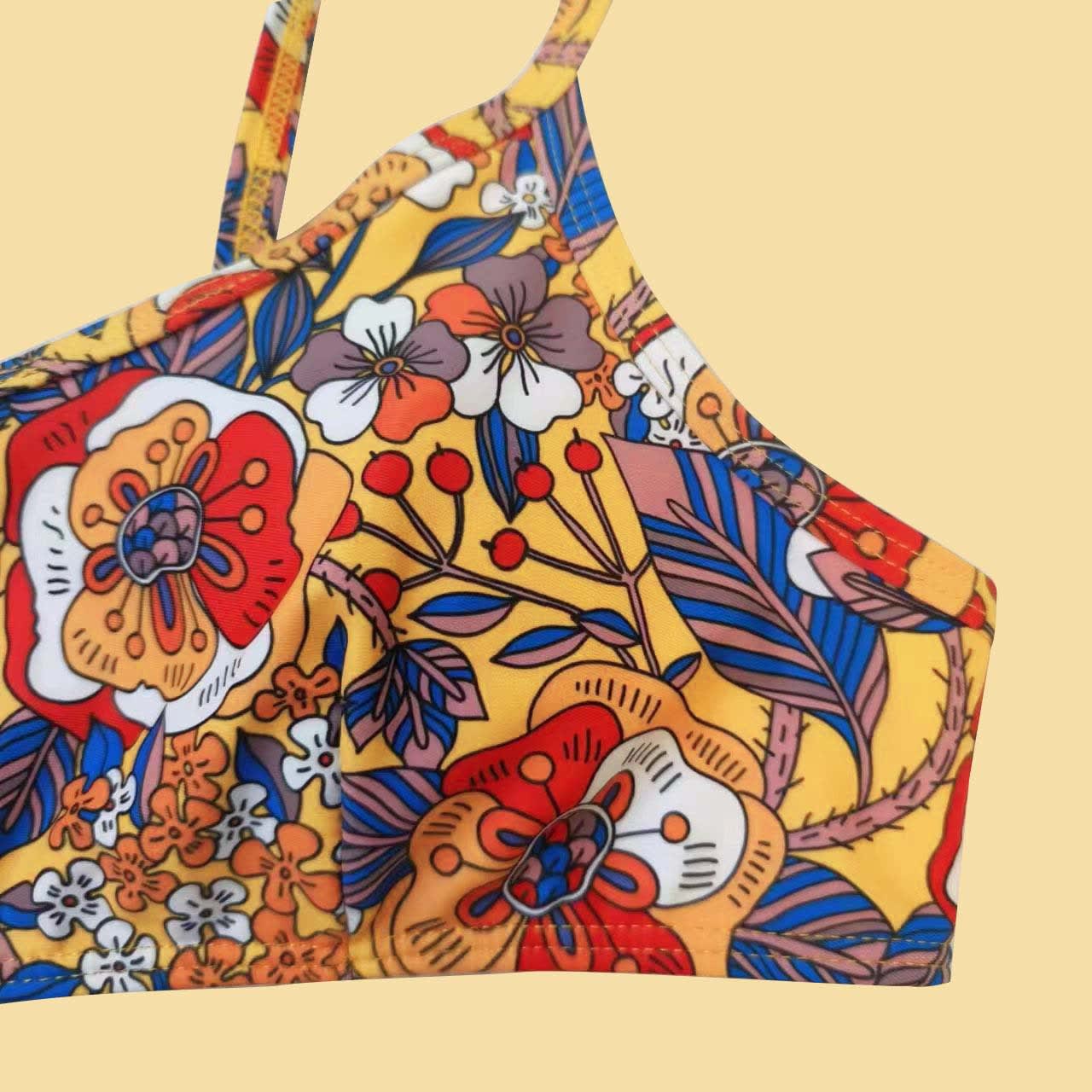 Plus Size Floral Print Strap Women's Bikini Swimsuit view 4