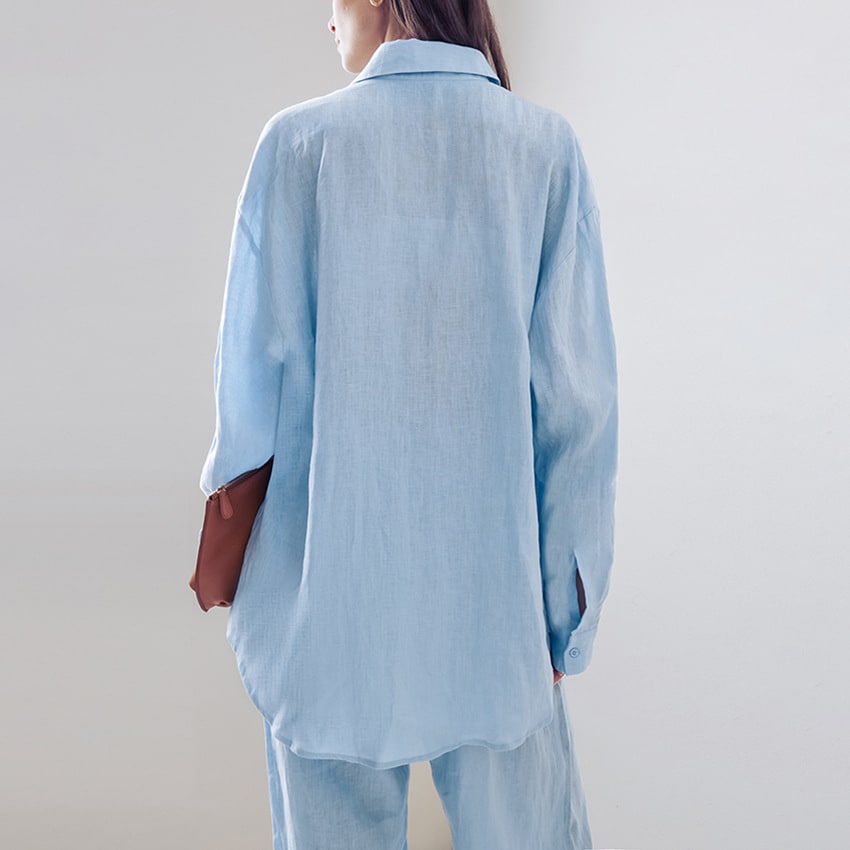 Minimalist Long Sleeve Shirt And Trousers Two-piece Set view 3