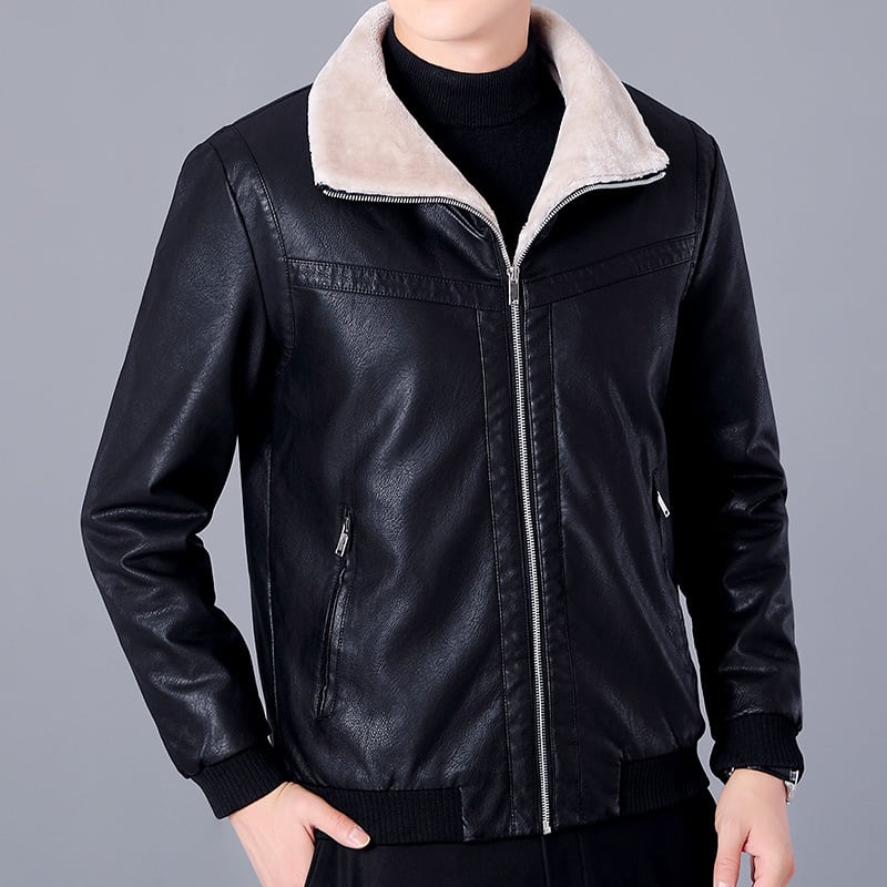 Men's Fashion American Hong Kong Style PU Leather Short Jacket view 2