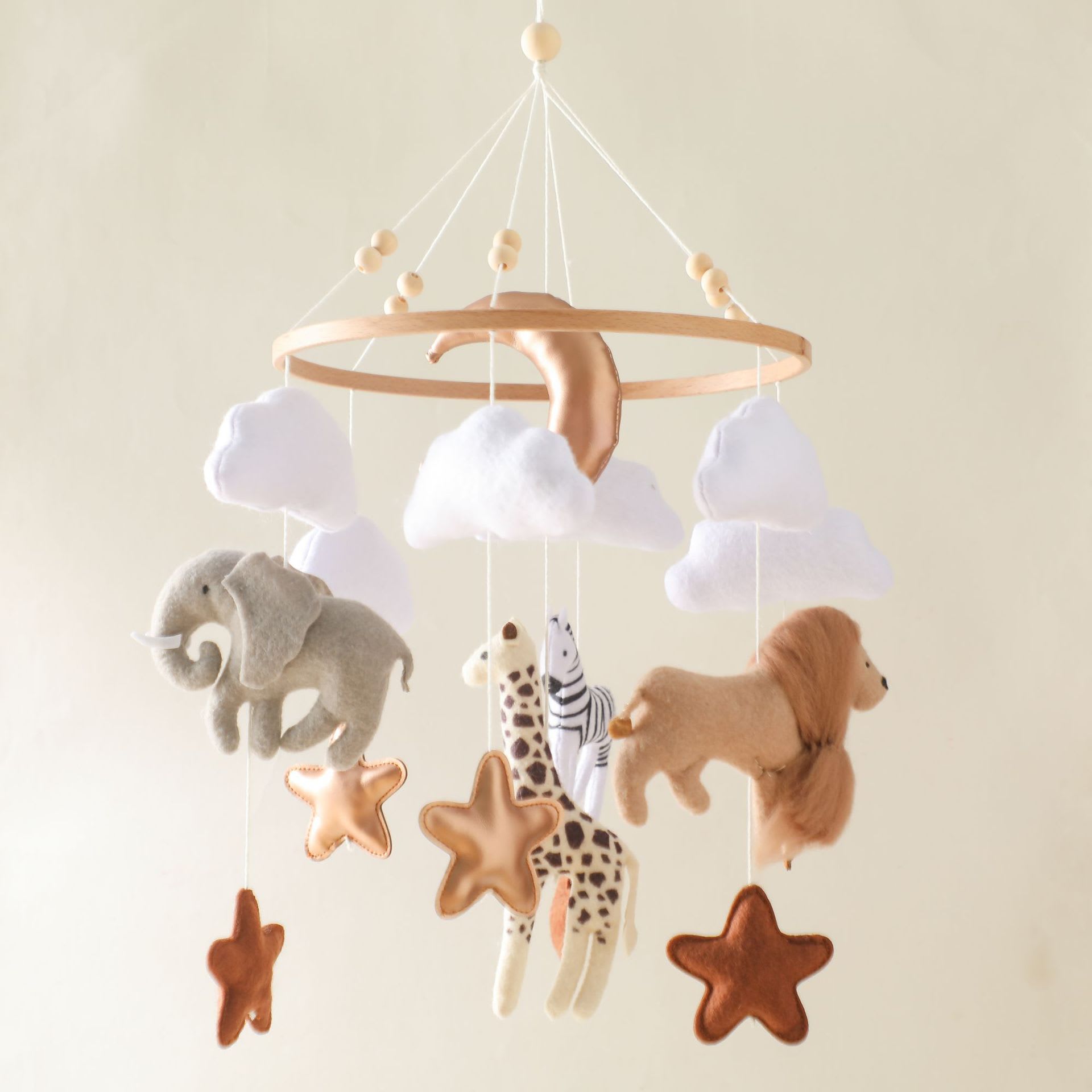 Room Hand-eye Coordination Decoration Wind Chimes Crib Felt Forest Animal Cloud Moon Bed Bell view 7