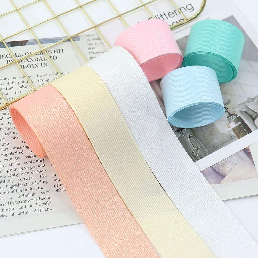 Sprinkle Colorful Glittering Powder Scene Decoration Gift Packaging Ribbed Band Silk Ribbon Webbing view 5